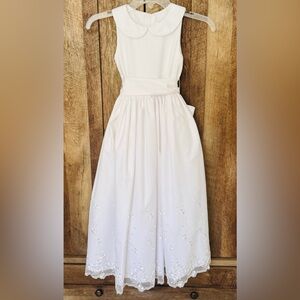First Communion Elegant White Sleeveless Dress and Veil